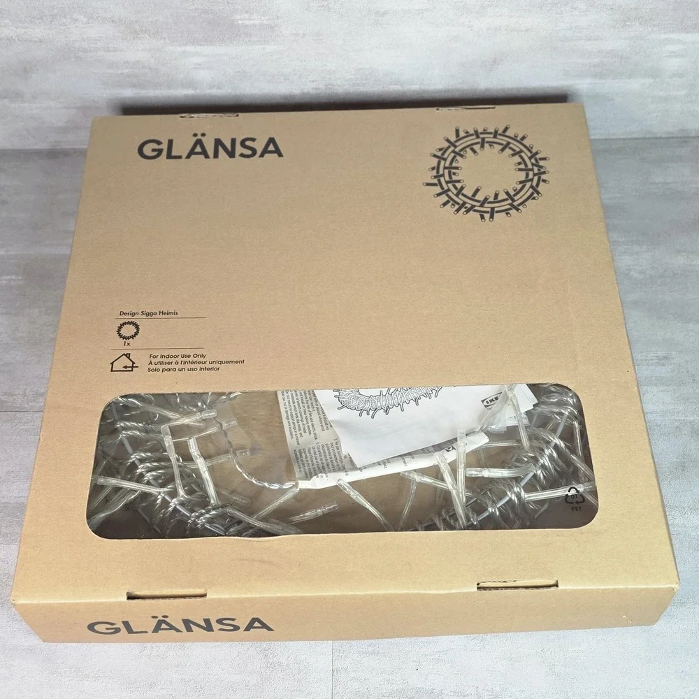 VTG Ikea Glansa Christmas Holiday Hanging Lights Wreath 300.775.16 16